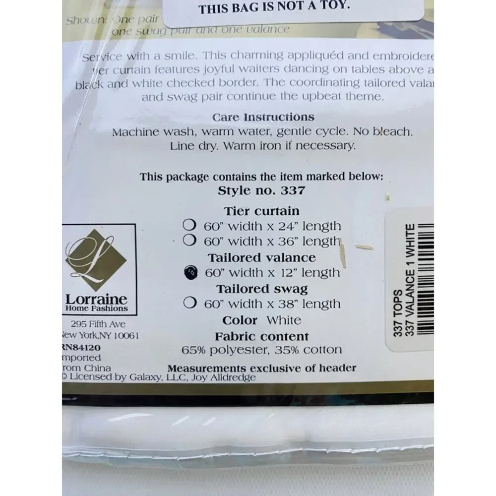Lorraine Home Fashions Window Valance Set of 2 Cheers Design #337 60